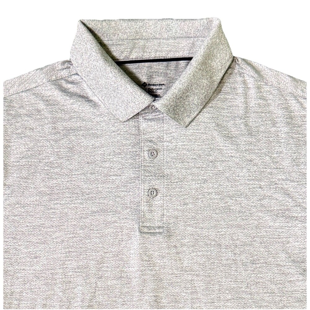 Members Mark Performance Golf Polo Mens L Light Grey Heather Stretch‎
